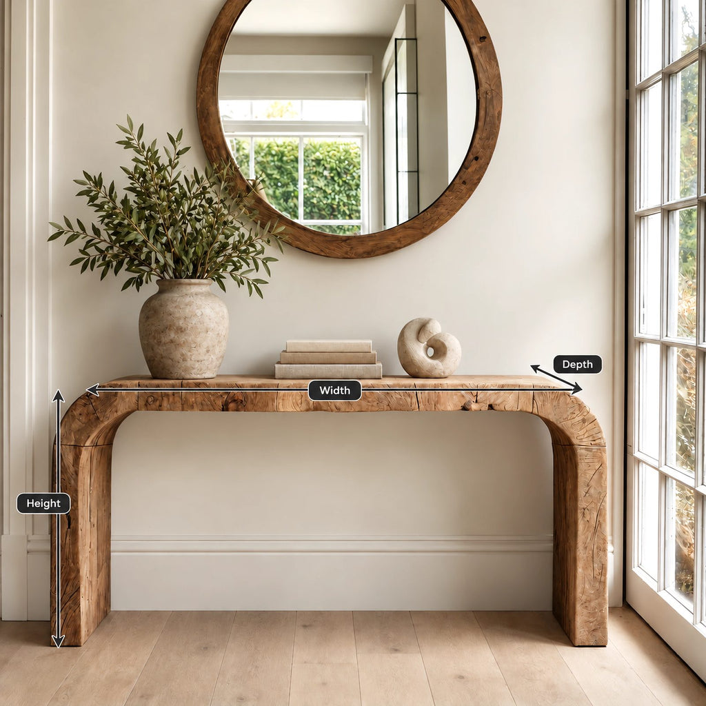 Rustic Chunky Waterfall Console Table With Rounded Edges For Entryway