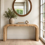 Rustic Chunky Waterfall Console Table With Rounded Edges For Entryway
