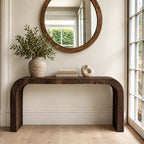 Rustic Chunky Waterfall Console Table With Rounded Edges For Entryway