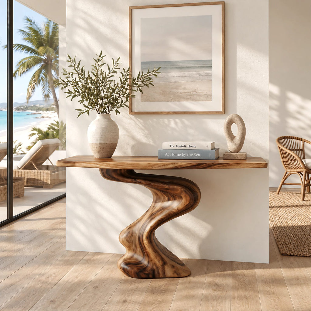 Contemporary S Curve Pedestal Console Table For Entryway And Hallway