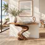 Contemporary S Curve Pedestal Console Table For Entryway And Hallway