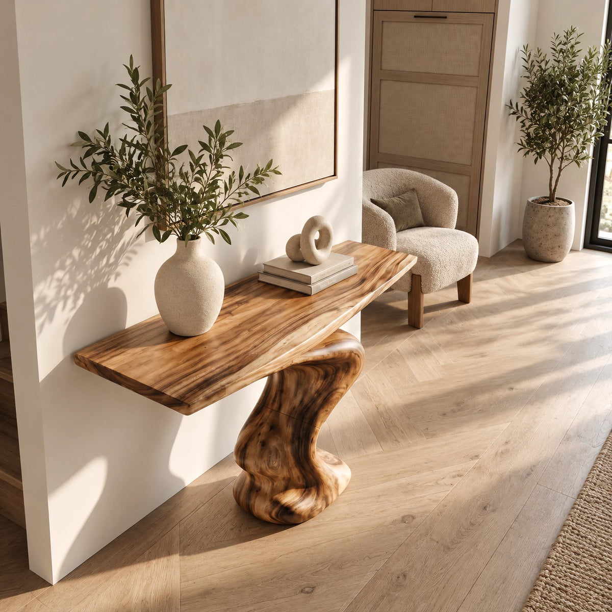 Contemporary S Curve Pedestal Console Table For Entryway And Hallway