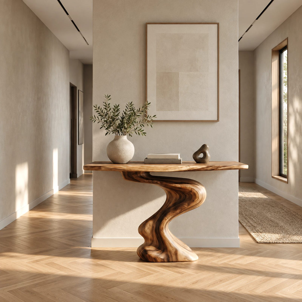 Contemporary S Curve Pedestal Console Table For Entryway And Hallway