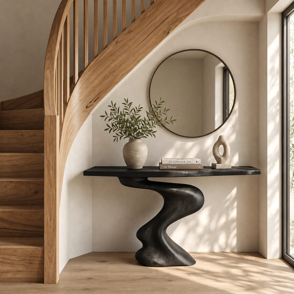 Contemporary S Curve Pedestal Console Table For Entryway And Hallway
