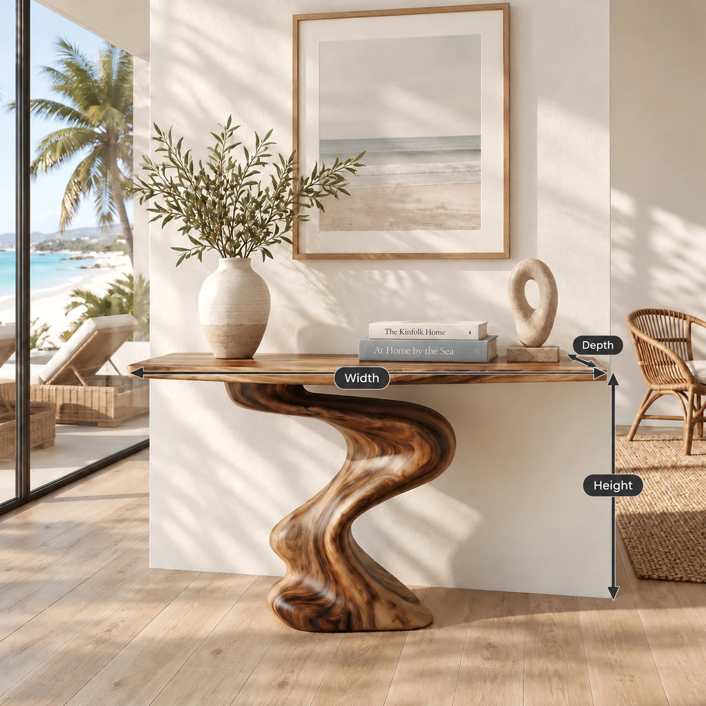 Contemporary S Curve Pedestal Console Table For Entryway And Hallway