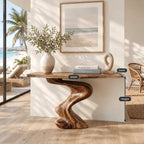 Contemporary S Curve Pedestal Console Table For Entryway And Hallway