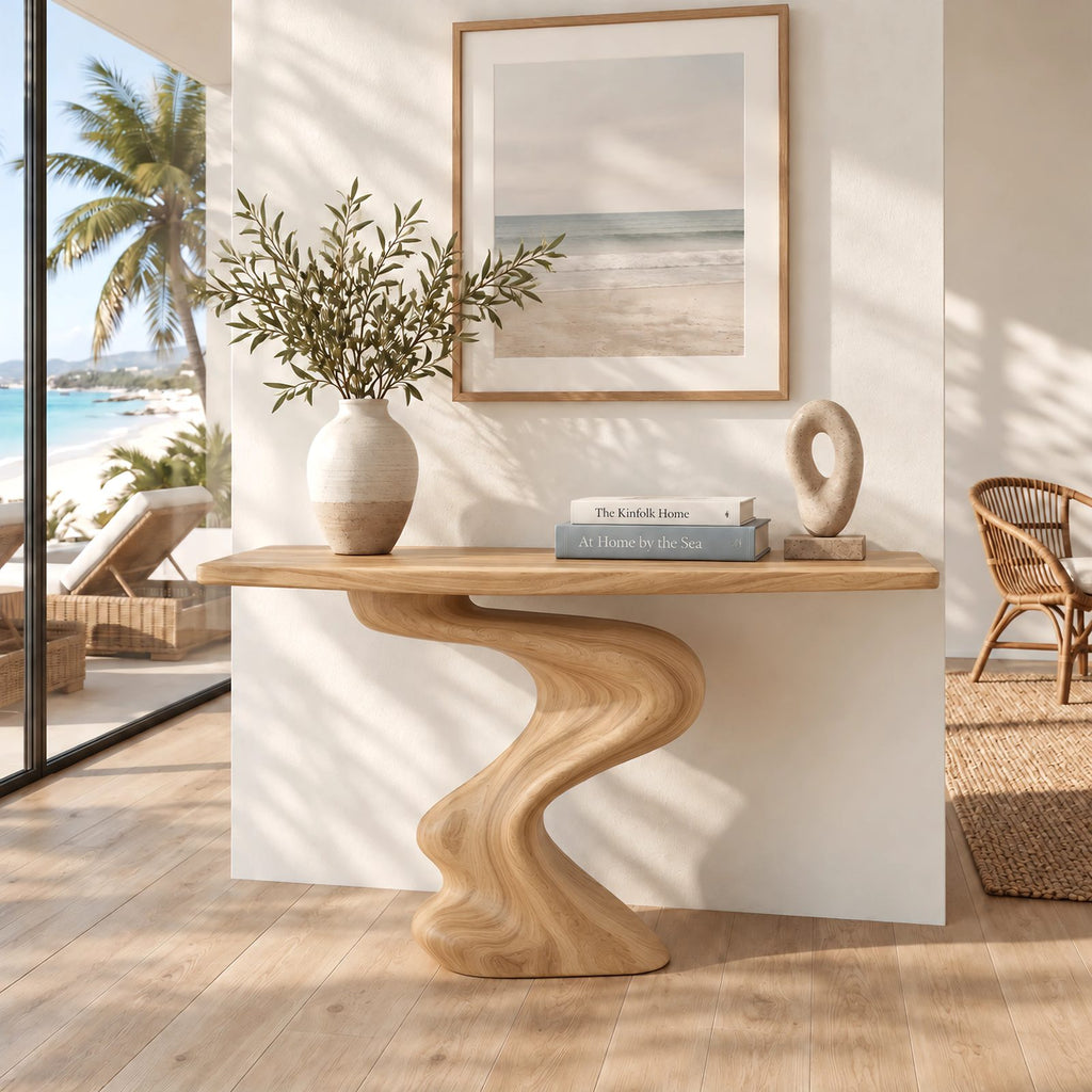 Contemporary S Curve Pedestal Console Table For Entryway And Hallway