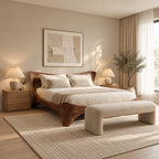 Sculptural Solid Wood Platform Bed With Flowing Curved Legs For Bedroom