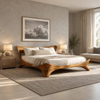 Sculptural Solid Wood Platform Bed With Flowing Curved Legs For Bedroom