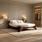 Sculptural Solid Wood Platform Bed With Flowing Curved Legs For Bedroom