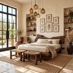 Boho Live Edge Platform Bed With Winged Slab Headboard For Bedroom