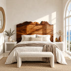 Organic Tall Live Edge Headboard With Rolling Wood Grain For Bedroom