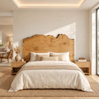 Organic Tall Live Edge Headboard With Rolling Wood Grain For Bedroom