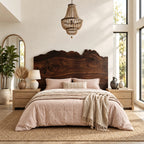 Organic Tall Live Edge Headboard With Rolling Wood Grain For Bedroom