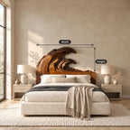 Artisan Carved Ocean Wave Wooden Headboard With Sculpted Crest For Bedroom