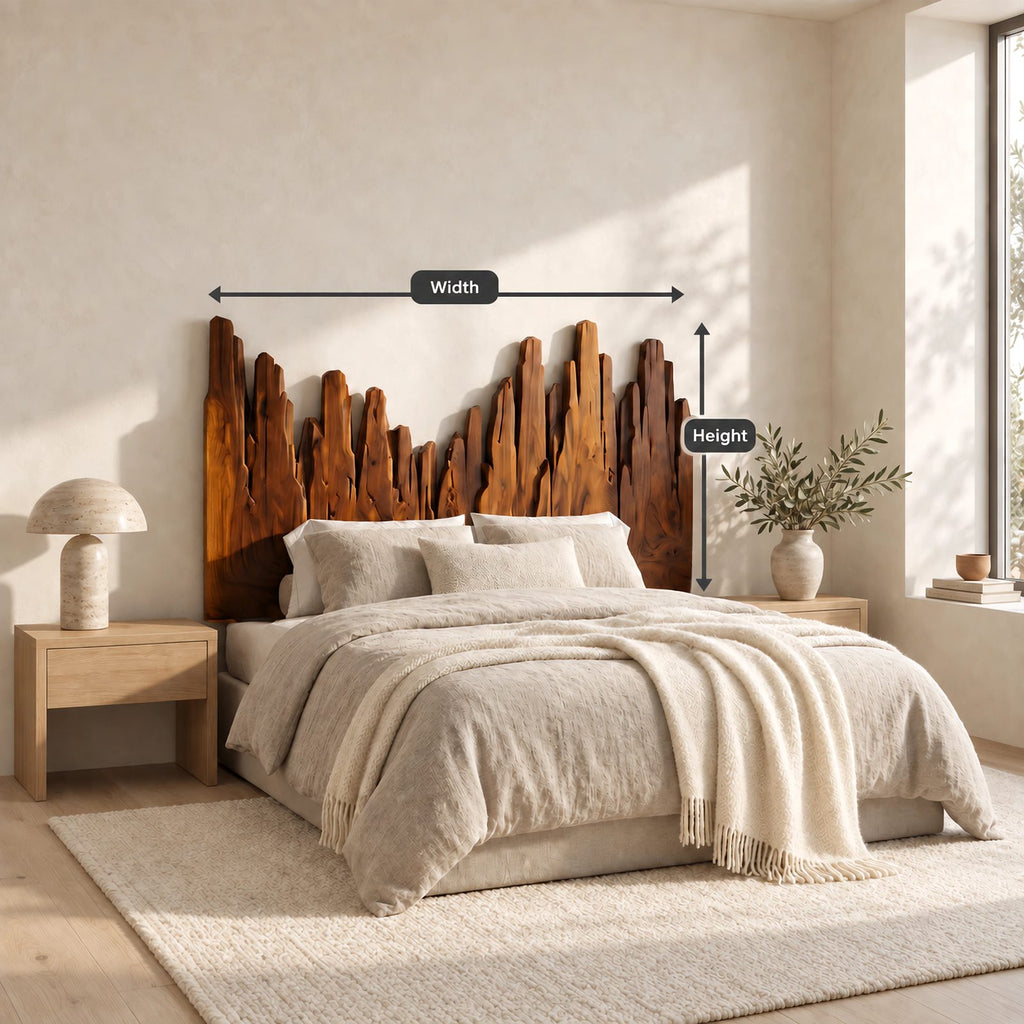 Handcrafted Skyline Wood Headboard With Rough Cut Plank Peaks For Bedroom
