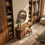 Rustic Solid Wood Vanity Table With Tree Root Leg For Bedroom