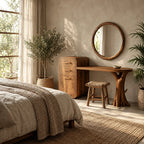 Rustic Solid Wood Vanity Table With Tree Root Leg For Bedroom