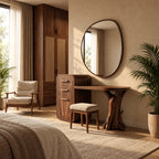 Rustic Solid Wood Vanity Table With Tree Root Leg For Bedroom