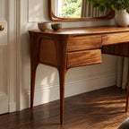 Classic Sculpted Leg Vanity Table With Stacked Drawers For Bedroom