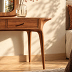 Scandinavian Solid Wood Makeup Vanity Desk With Tapered Legs For Bedroom