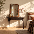 Scandinavian Solid Wood Makeup Vanity Desk With Tapered Legs For Bedroom