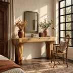 Rustic Trunk Leg Dressing Table With 3 Drawers For Bedroom
