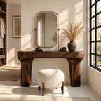 Rustic Trunk Leg Dressing Table With 3 Drawers For Bedroom