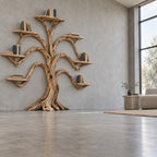 Symmetrical Tree-Branch Wall Mounted Bookshelf - Solid Wood Bookcase for Living Room