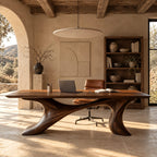 Contemporary Executive Desk With Twisting Sculpted Base For Home Office