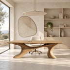 Contemporary Executive Desk With Twisting Sculpted Base For Home Office