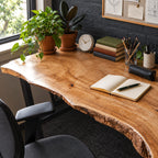 Natural Live Edge Slab Desk With Raw Bark Edge For Home Office