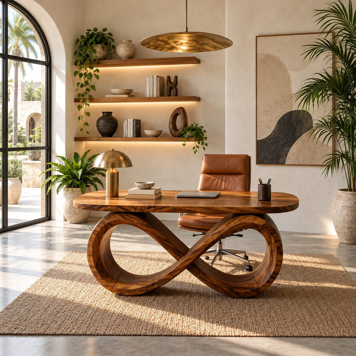 Contemporary Infinity Base Executive Desk For Home Office