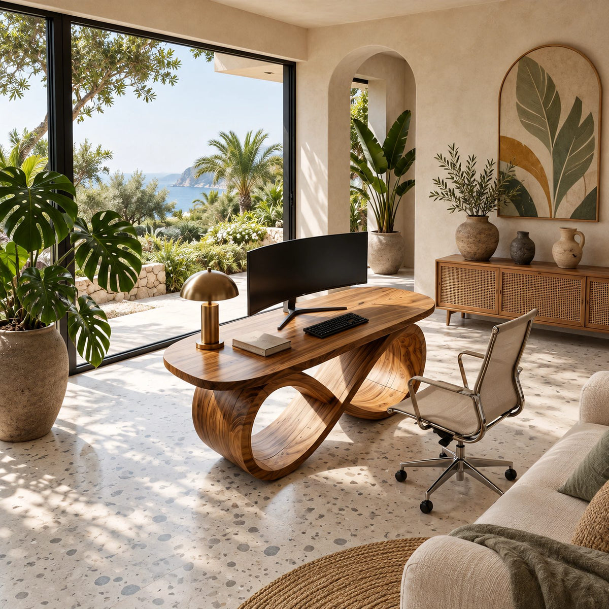 Contemporary Infinity Base Executive Desk For Home Office