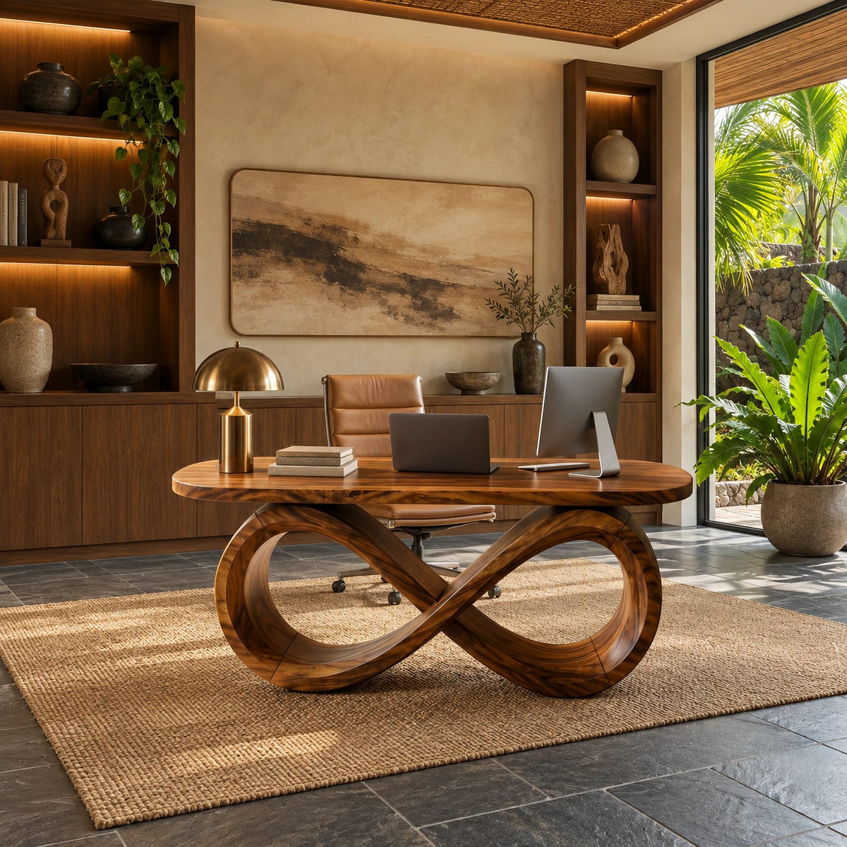 Contemporary Infinity Base Executive Desk For Home Office