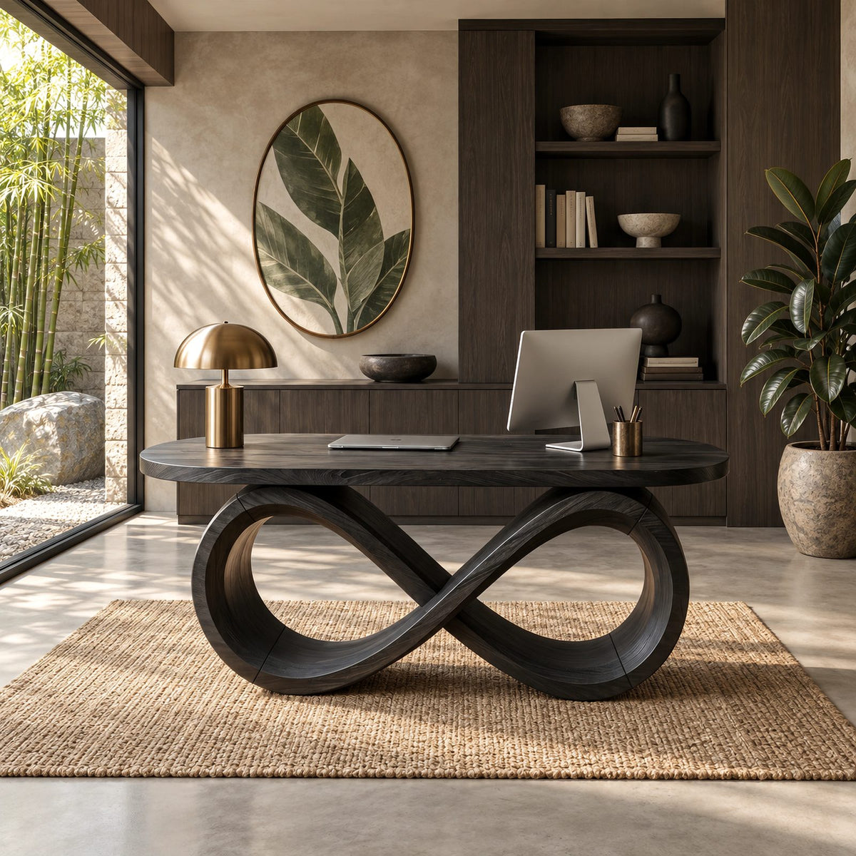 Contemporary Infinity Base Executive Desk For Home Office