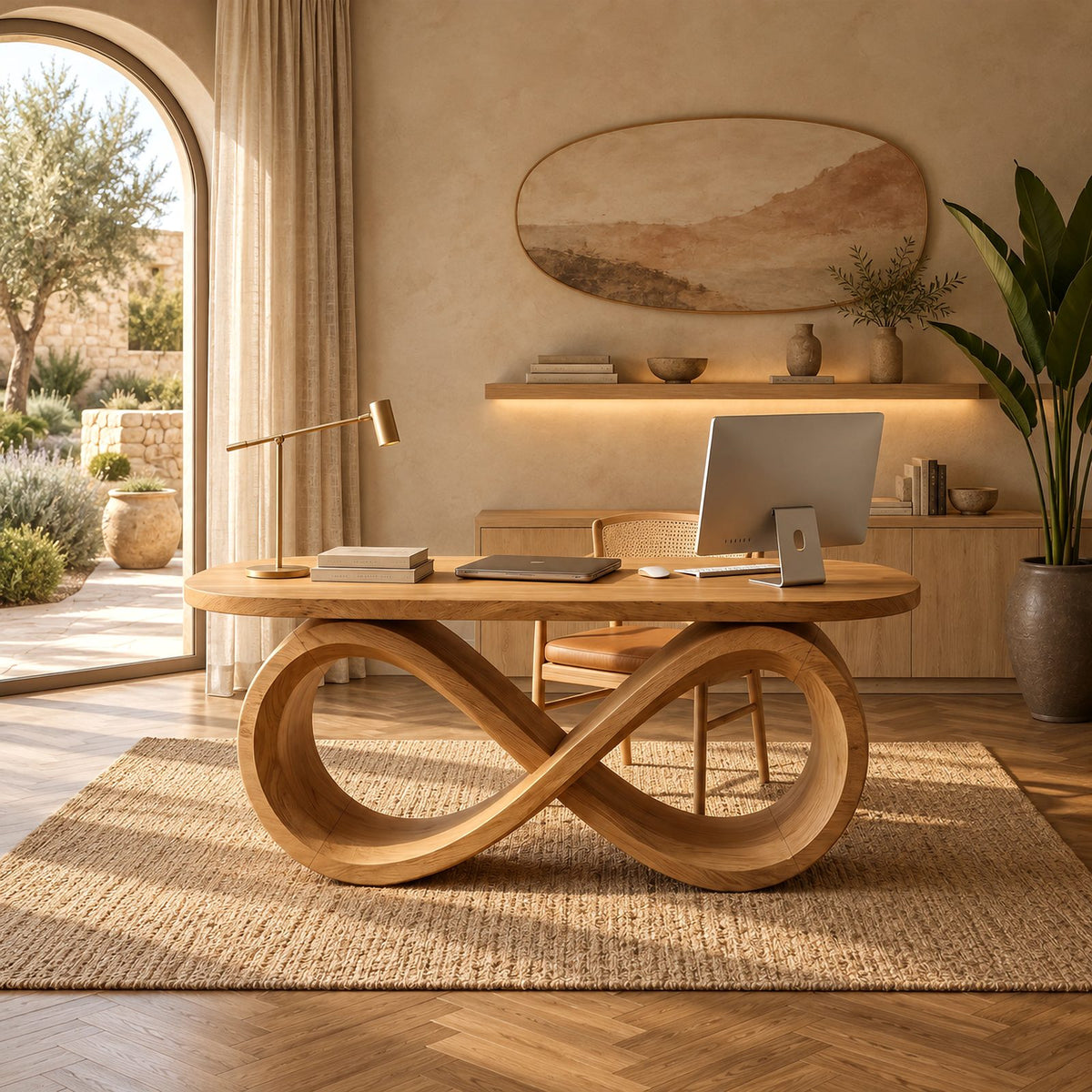 Contemporary Infinity Base Executive Desk For Home Office