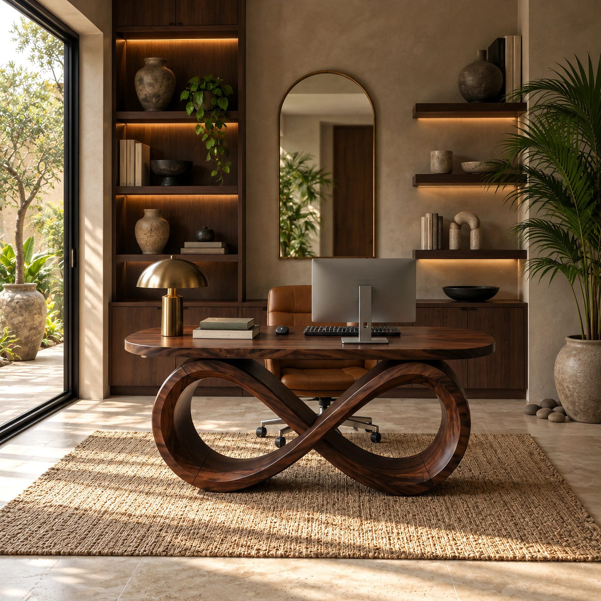 Contemporary Infinity Base Executive Desk For Home Office