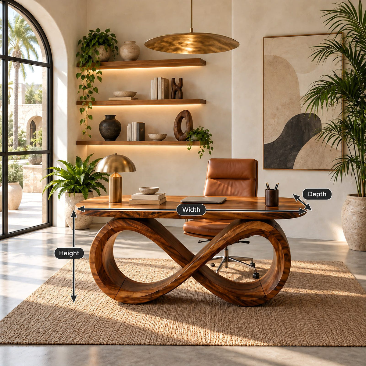 Contemporary Infinity Base Executive Desk For Home Office