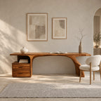 Natural Live Edge Desk With Drawer Cabinet For Home Office