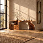 Natural Live Edge Desk With Drawer Cabinet For Home Office