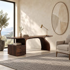 Natural Live Edge Desk With Drawer Cabinet For Home Office