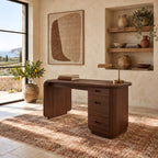 Soft Modern Wooden Pedestal Desk With 3 Drawers For Home Office