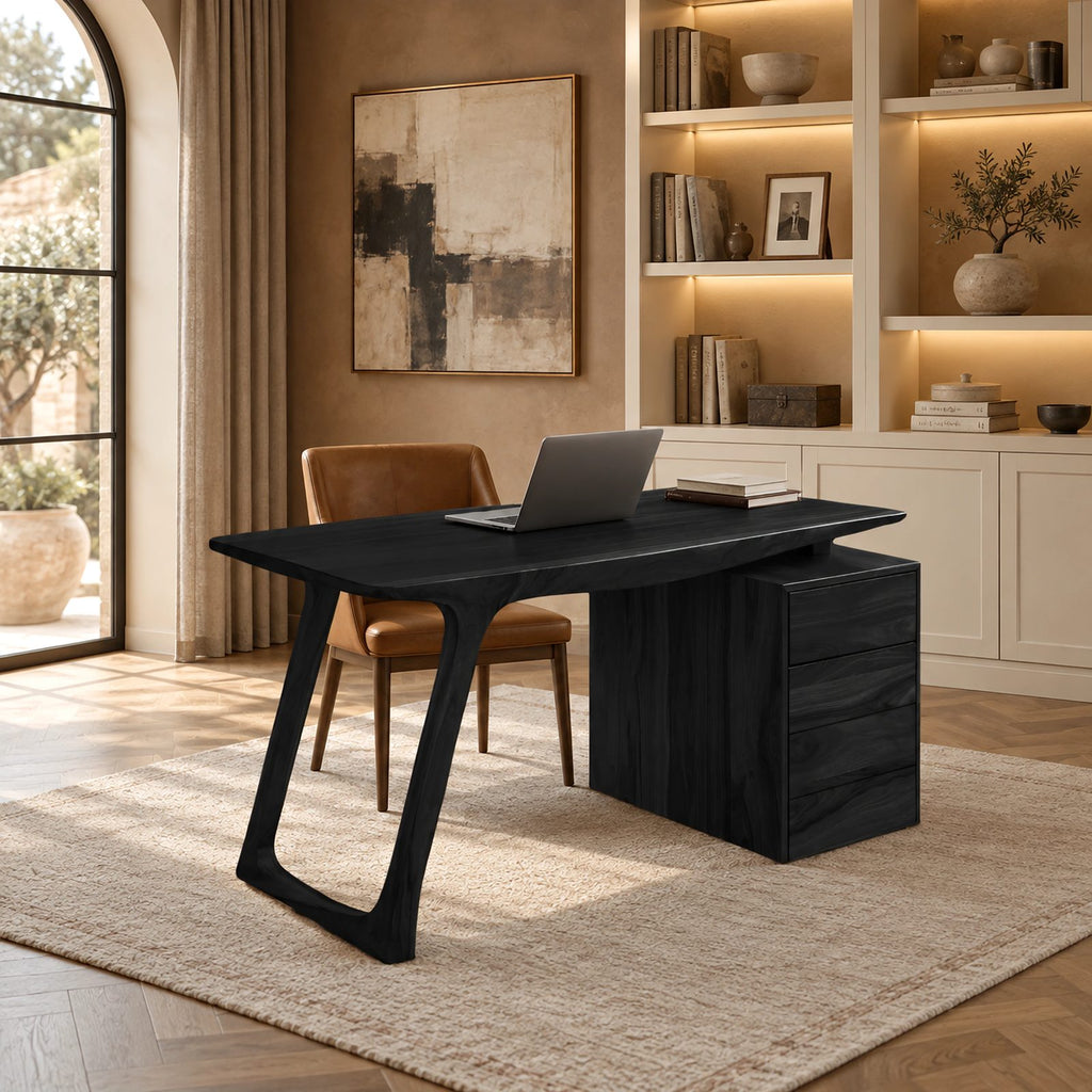 Contemporary Angled Leg Desk With Drawer Cabinet For Home Office