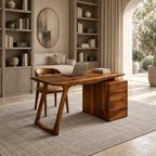 Contemporary Angled Leg Desk With Drawer Cabinet For Home Office