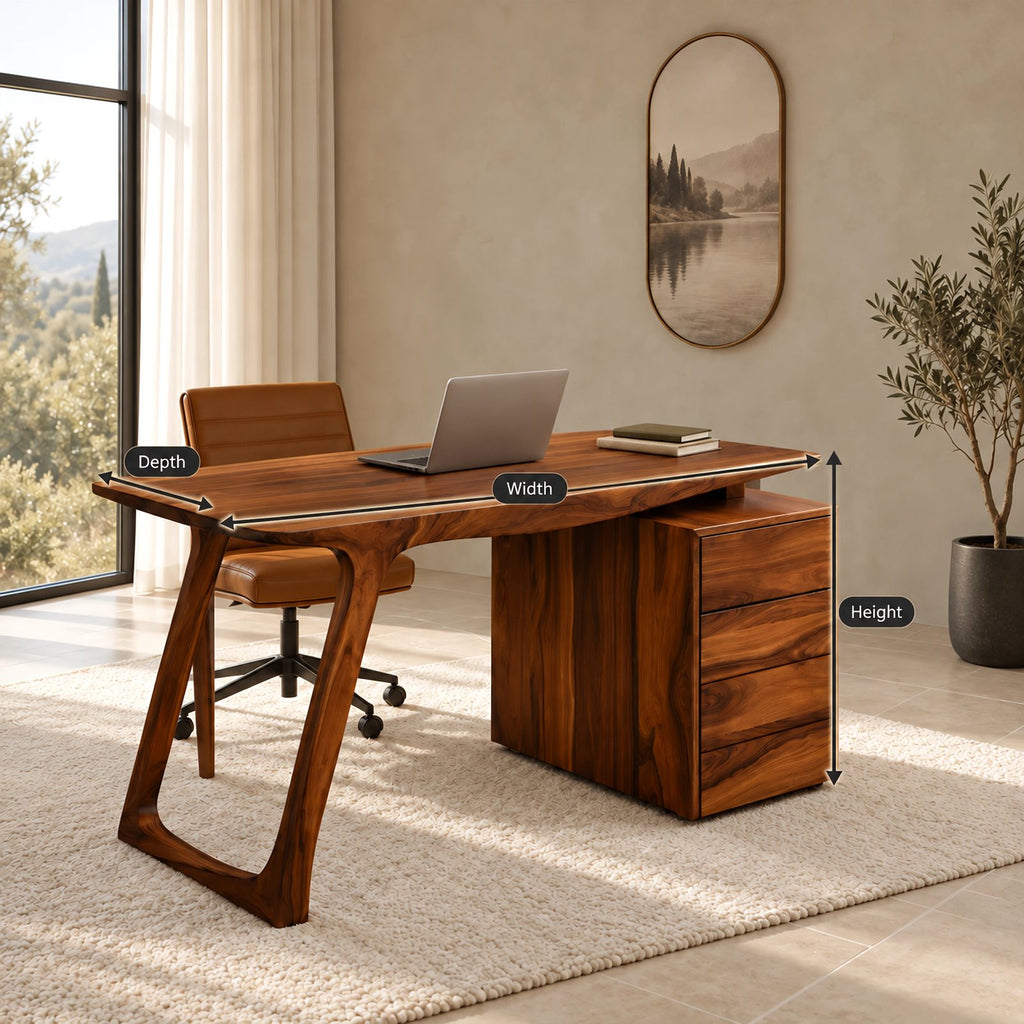 Contemporary Angled Leg Desk With Drawer Cabinet For Home Office