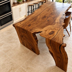Sculptural Live Edge Waterfall Dining Table For Kitchen