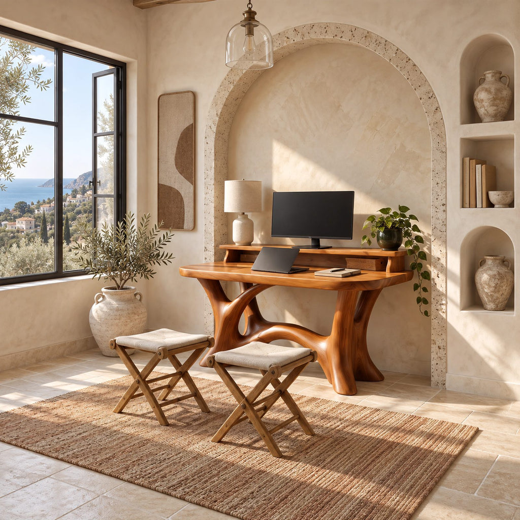 Artisan Sculpted Computer Desk With Flowing Branch Legs For Home Office