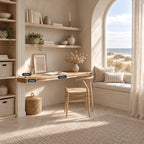Scandinavian Solid Wood Floating Desk With Plank Top For Living Room