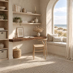 Scandinavian Solid Wood Floating Desk With Plank Top For Living Room